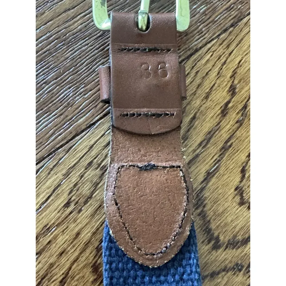 Leather Man Ltd Belt Mens 36 Navy Web Brass Buckle Embroidery Nautical Flags USA